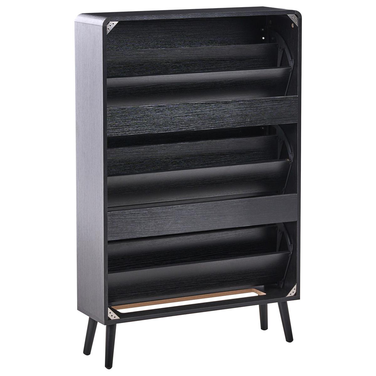 SCHUHSCHRANK Schwarz Moura - Schwarz/Braun, Holzwerkstoff (78/122/24cm) - Beliani