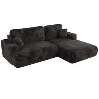 ECKSOFA OVO L Dunkelgrau Plüsch - Rechts Seite - Dunkelgrau/Schwarz, Kunststoff/Textil (195/271cm) - MKS