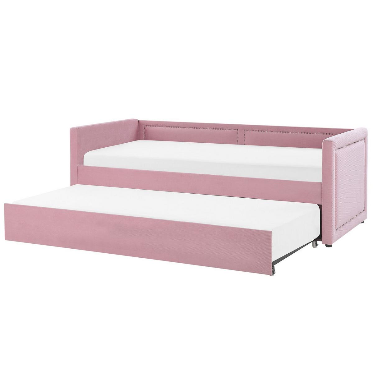 TAGESBETT 90/200cm Rosa Mimizan - Pink, Naturmaterialien/Textil (90/200cm) - Beliani