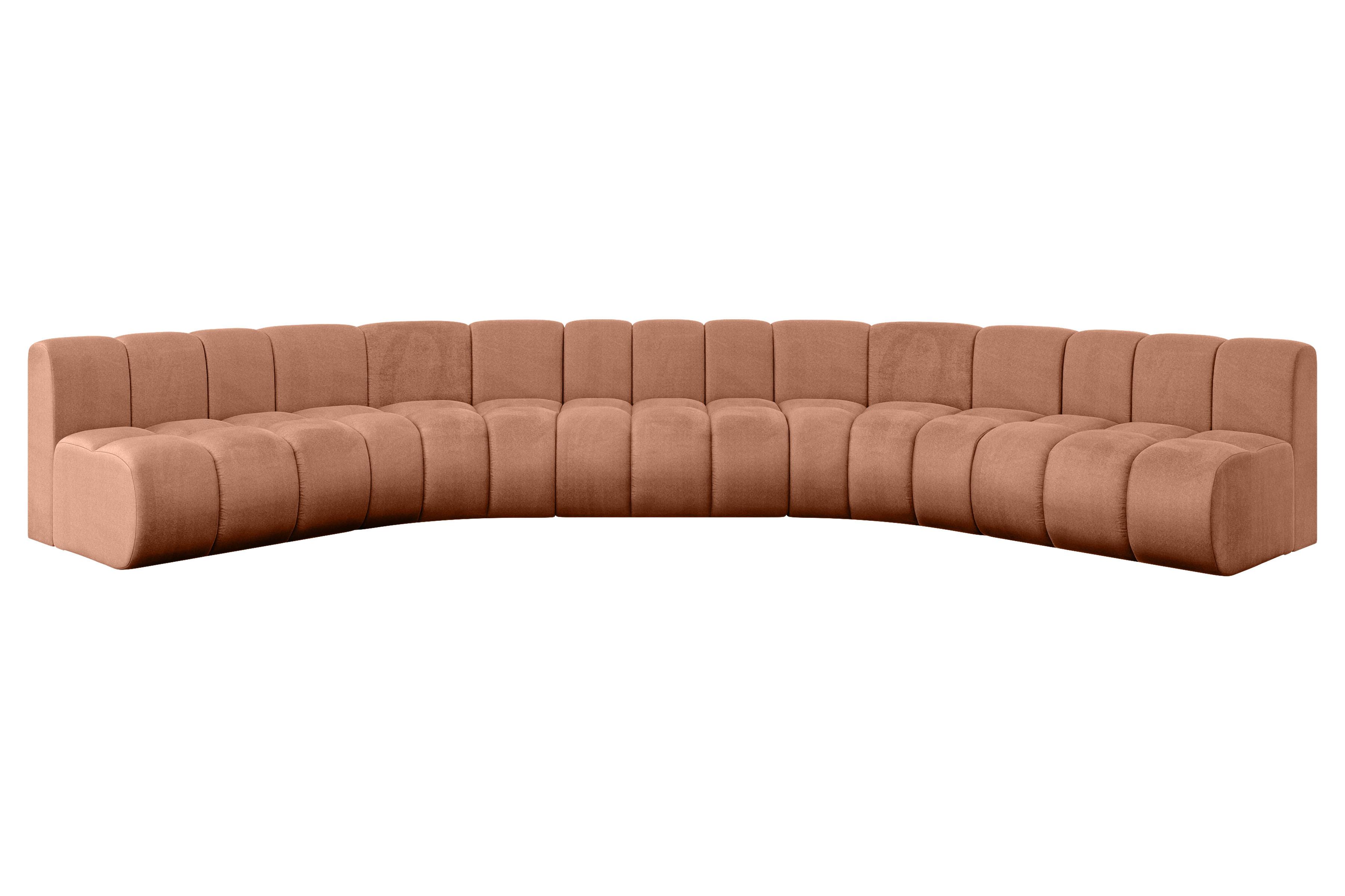 WOHNLANDSCHAFT modulares Sofa Montra-U1 - 490x174x70 cm Apricot - Koralle, Holzwerkstoff/Textil (490/70/174cm) - ALTDECOR