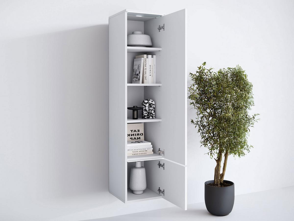 HÄNGEVITRINE Vera 001 mit LED Beleuchtung - Graphitfarben/Alufarben, Holzwerkstoff/Kunststoff (30/130/33cm) - MIRJAN24
