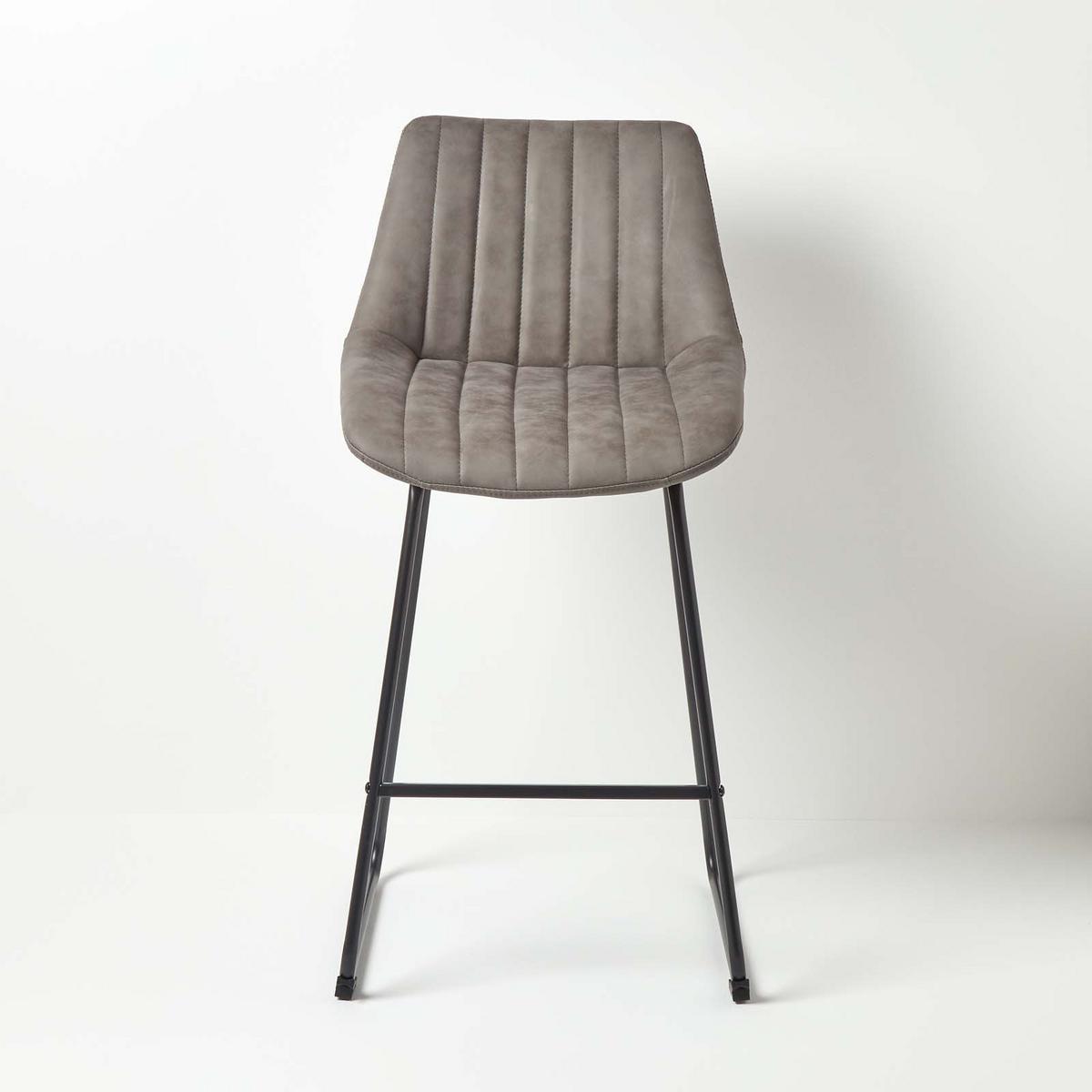 BARSTUHL Ascot, Kunstleder mit Rückenlehne - Grau, Textil (54/97/47cm) - Homescapes