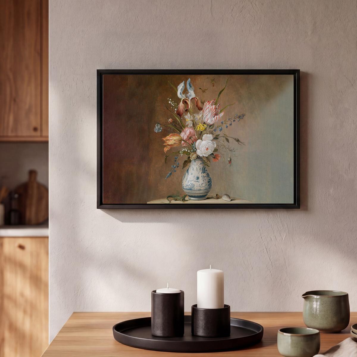 LEINWAND Bilder mit Rahmen - Alte Meister - Blumen - Balthasar van der Ast - 30x20 - Hellbraun, Textil (30/20cm) - MuchoWow