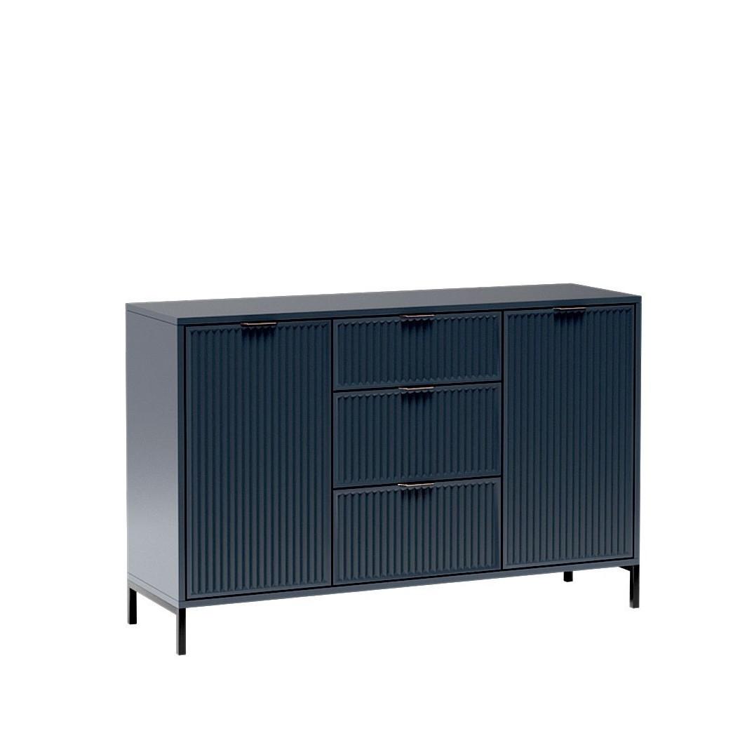 KOMMODE ZIGO 135/86/40,6cm mit 3 Schubladen 2 Türen Blau - Blau, Holzwerkstoff (135/86/40.6cm) - MASSENO