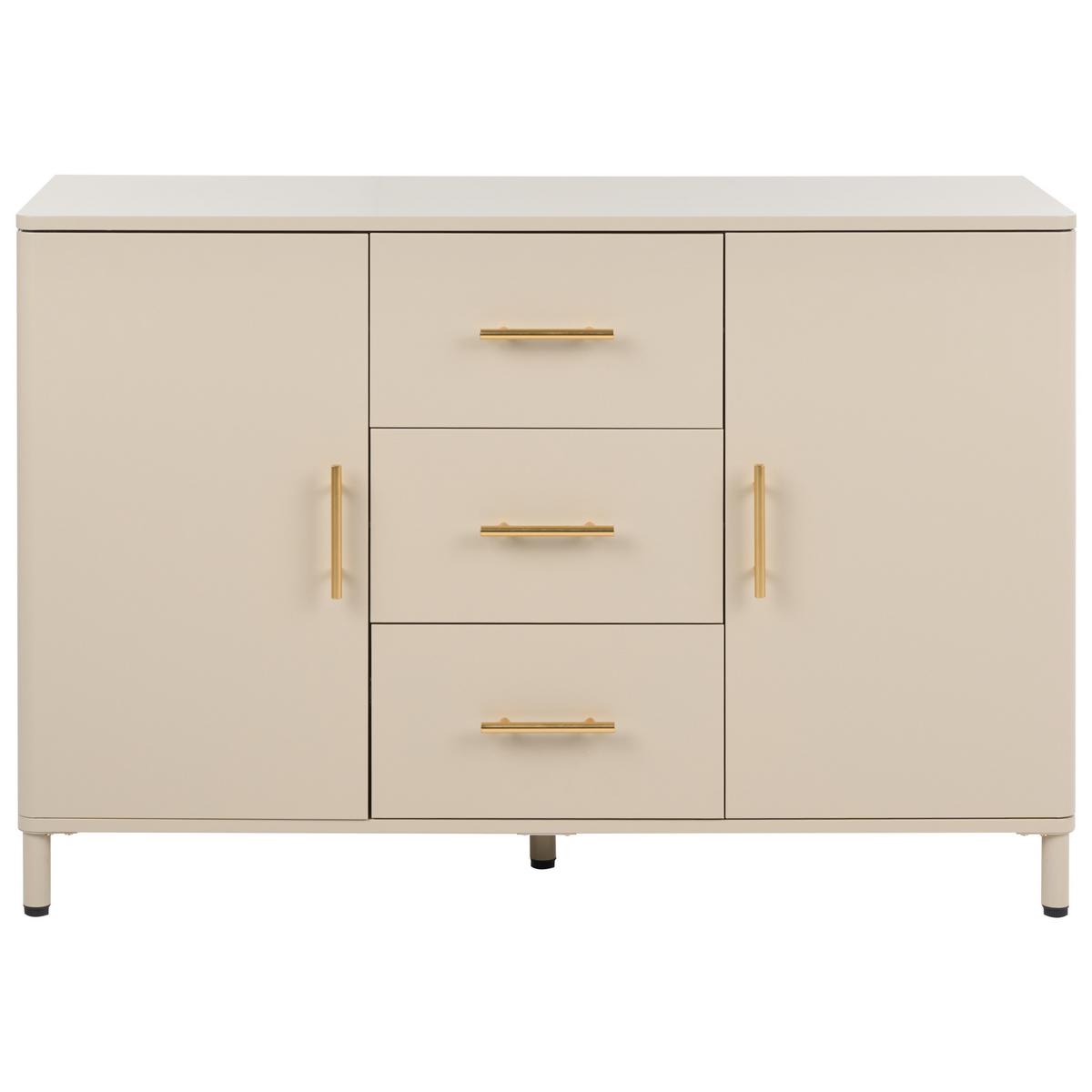 SIDEBOARD mit Schubladen Metall Beige Ombura - Beige, Metall (120/80/40cm) - Beliani