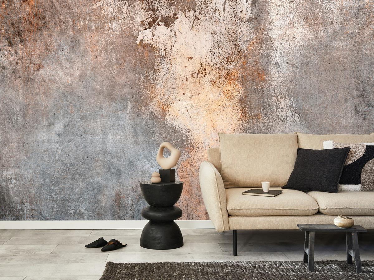 FOTOTAPETE für Wohnzimmer Beton Abstraktion 150x105 - Beige/Orange, Papier (150/105cm) - Muralo
