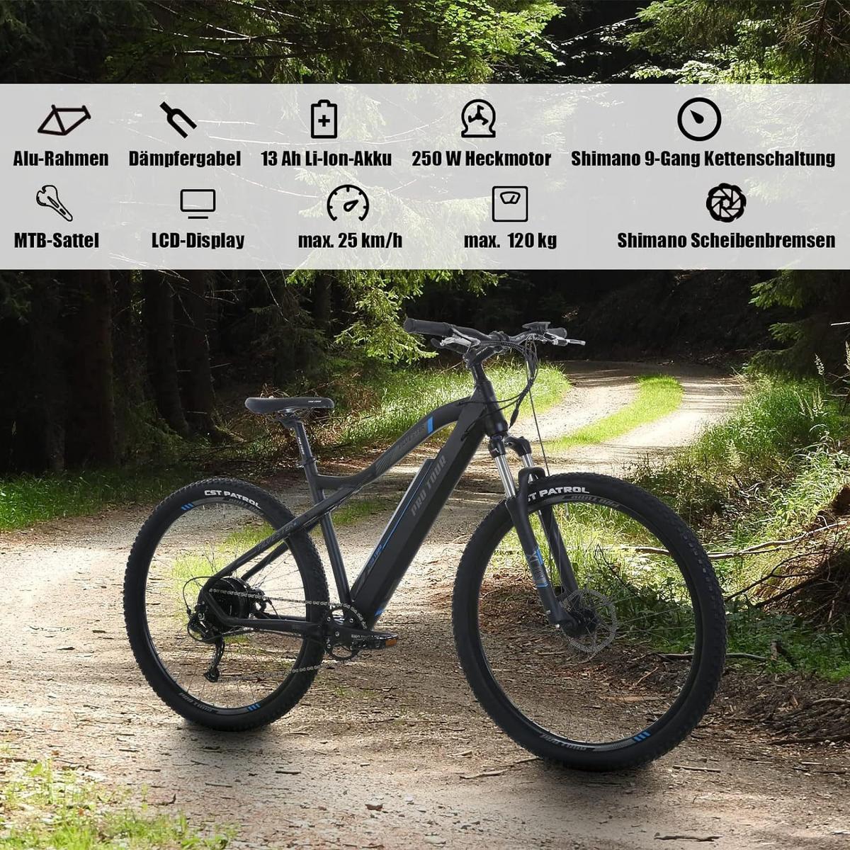 ELEKTROFAHRRAD 27,5 Zoll 25km/h Reichweite 50-90 km - Blau, Metall (125cm) - Nettlife