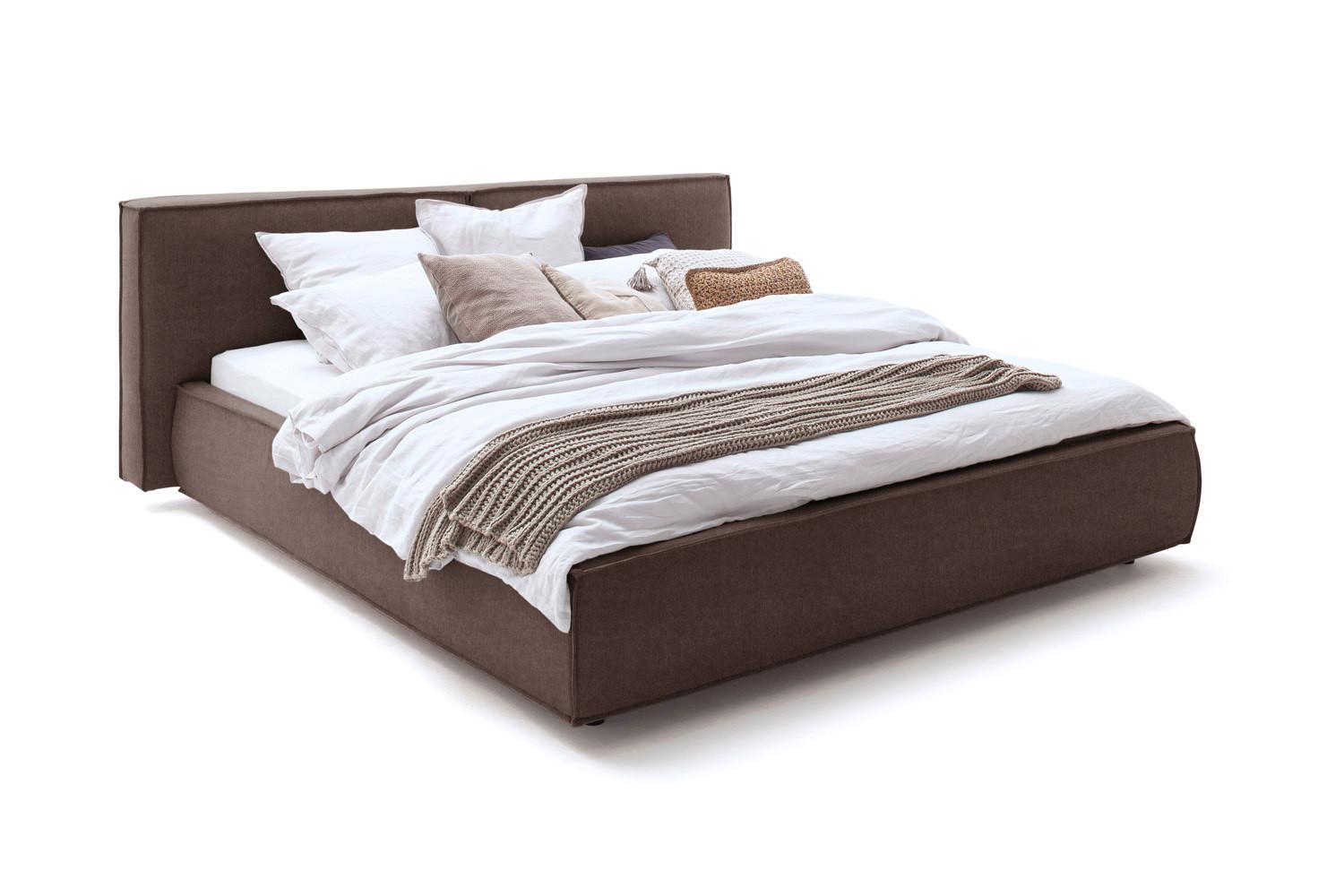 POLSTERBETT CARLO Braun Flachgewebe - Braun, Textil (200/200cm) - KAWOLA