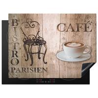 HERDABDECKPLATTE Bistro Parisien - Café - Kaffee - Jahrgang Induktionsmatte 71x52 cm - Cappuccino, Kunststoff (71/52/0.2cm) - MuchoWow