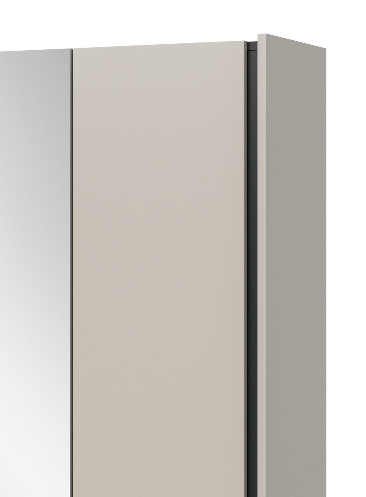 FLURSCHRANK Kaschmir 107 x 190 cm, Garderobenschrank mit Soft-Close und Spiegel - Kaschmir/Schwarz, Holzwerkstoff/Kunststoff (107/190/37cm) - Inn.Furn