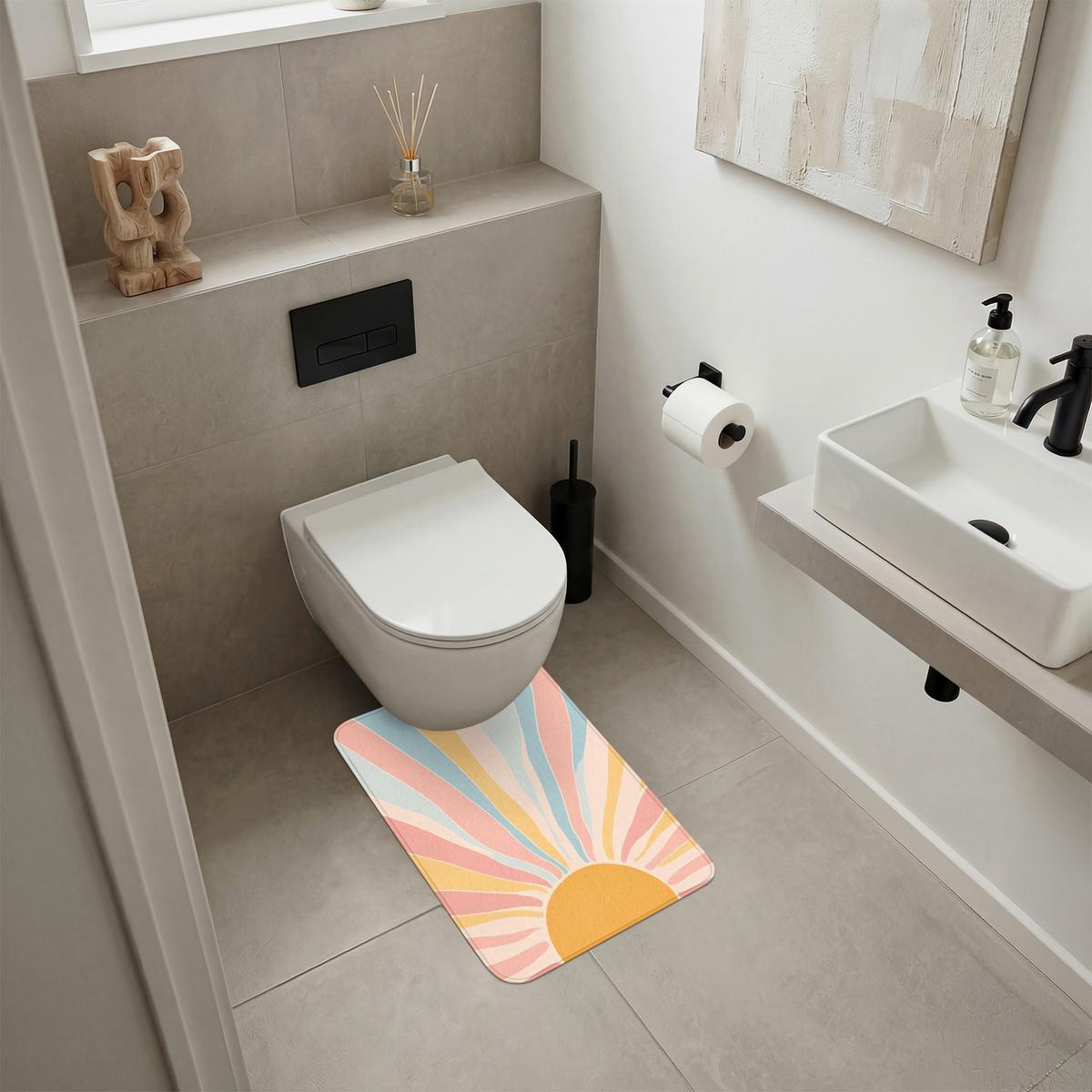 WC-VORLEGER Illustration - Sonne - Pastellfarben WC Teppich 40x60 cm - Pastellblau, Textil (40/1cm) - OnlyWow