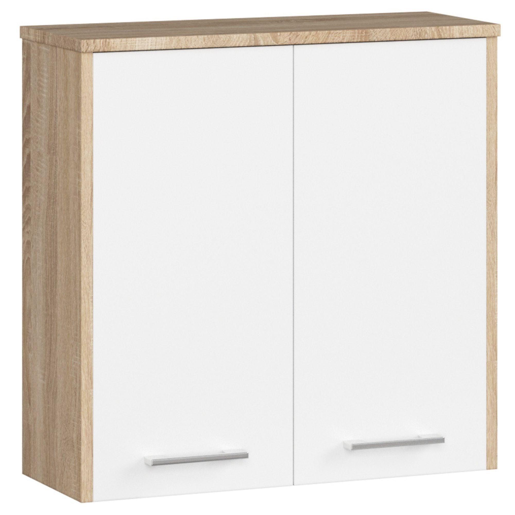 BADKOMMODE Eiche Sonoma, Weiß 60/60/22,5 - Weiß/Sonoma Eiche, Holzwerkstoff (60/60/23cm) - RAUMHIRSCH FURNITURE