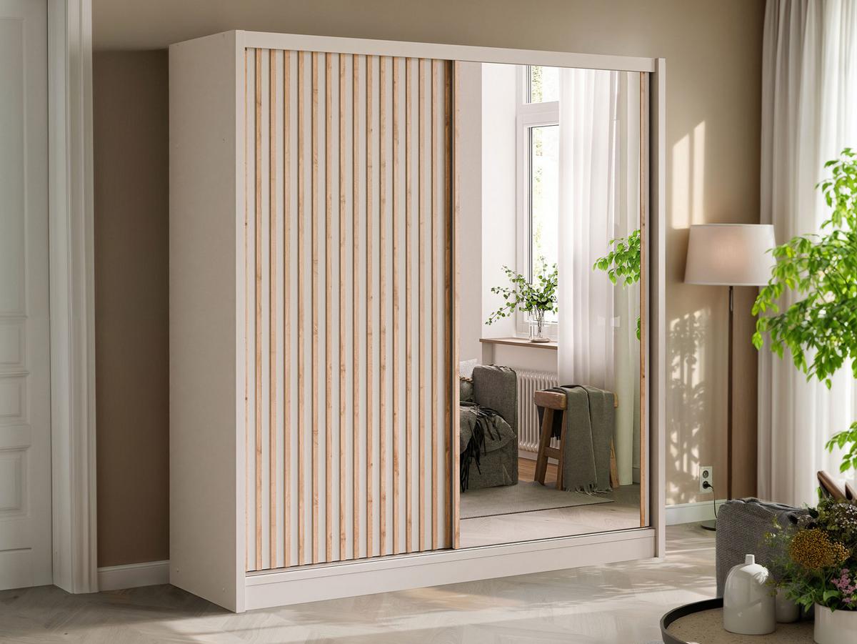 SCHWEBETÜRENSCHRANK London Lux 203 - Kaschmir, Holzwerkstoff (203/215/60cm) - MIRJAN24