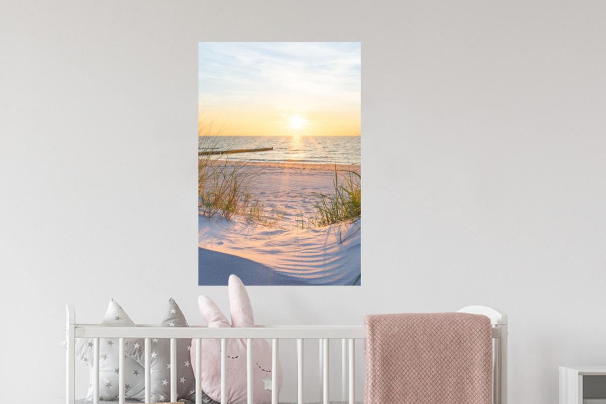 WANDTATTOO Strand - Sonne - Düne - Gras - Sand - Horizont Wandbild 40x60 cm - Hellblau, Kunststoff (40/60/0.1cm) - MuchoWow