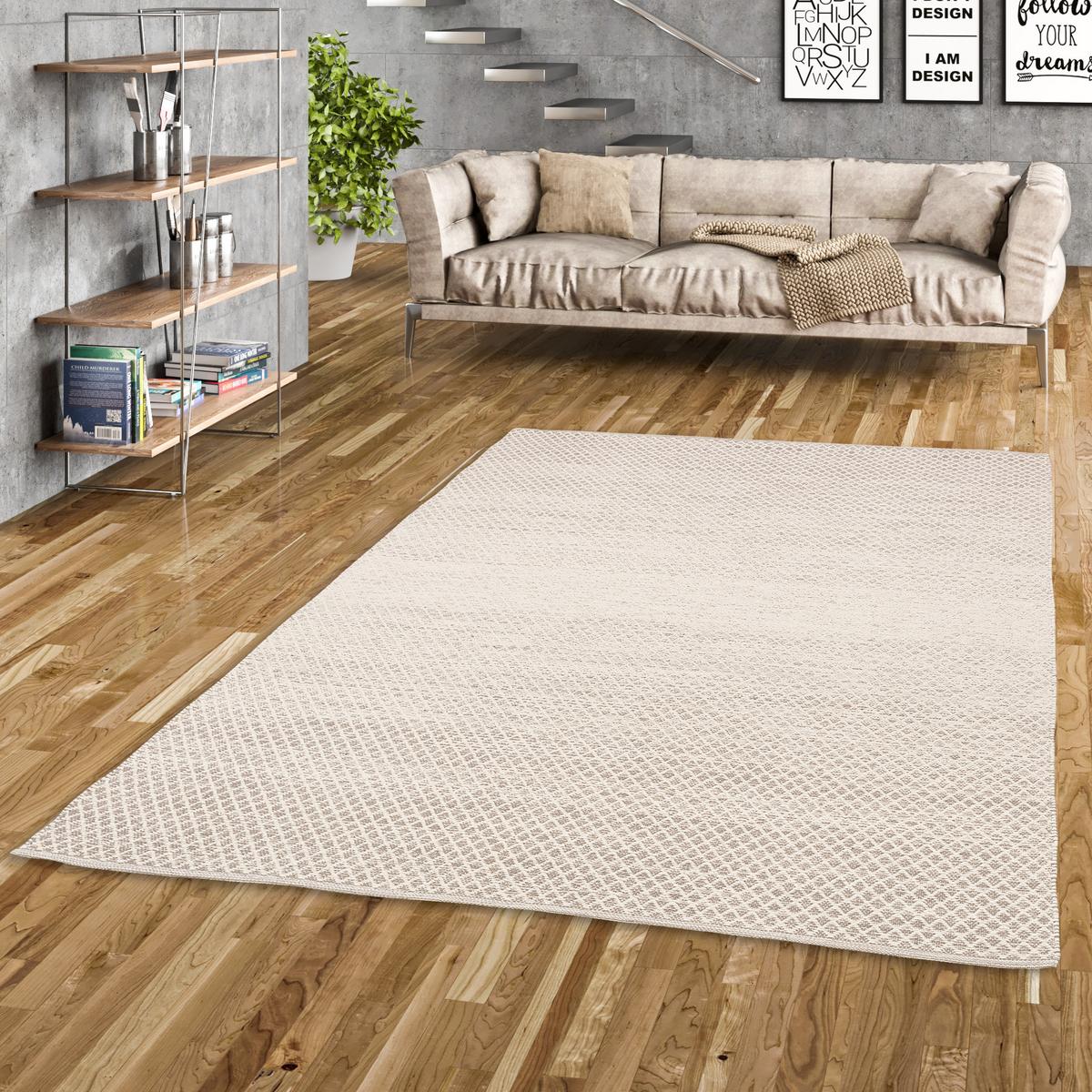 BAUMWOLLE NATUR KELIM TEPPICH SANDY MELIERT - Grau, Textil (70/140cm) - Pergamon