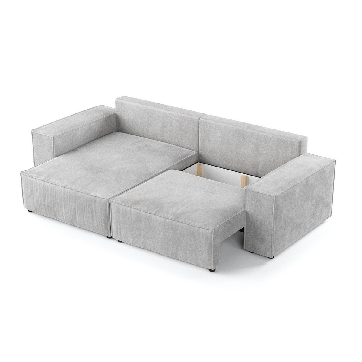 ECKSOFA SENSO mit Schlaffunktion Hellgrau im Wind Stoff - Hellgrau/Schwarz, Holz/Holzwerkstoff (255/148cm) - AltaBeds