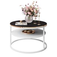 COREIL runder Couchtisch mit Ablage Weiß / Schwarz Matt - Schwarz/Weiß, Holzwerkstoff (70/70/49cm) - Lookway