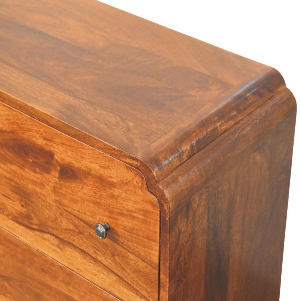 KOMMODE Newton Kastanie, 3 Schubladen, Dunkelbraun - Kastanienfarben/Messingfarben, Holz/Metall (70/80/35cm) - Artisan Furniture