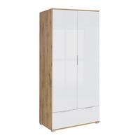 SCHRANK 2 Türen Selma Weiß und Holz - Weiß, Holzwerkstoff (90.5/195/56.5cm) - Petits-meubles