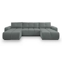 WOHNLANDSCHAFT DUCA U Grau Jersey mit Schlaffunktion - Grau, Holz (359/88/177cm) - MASSENO