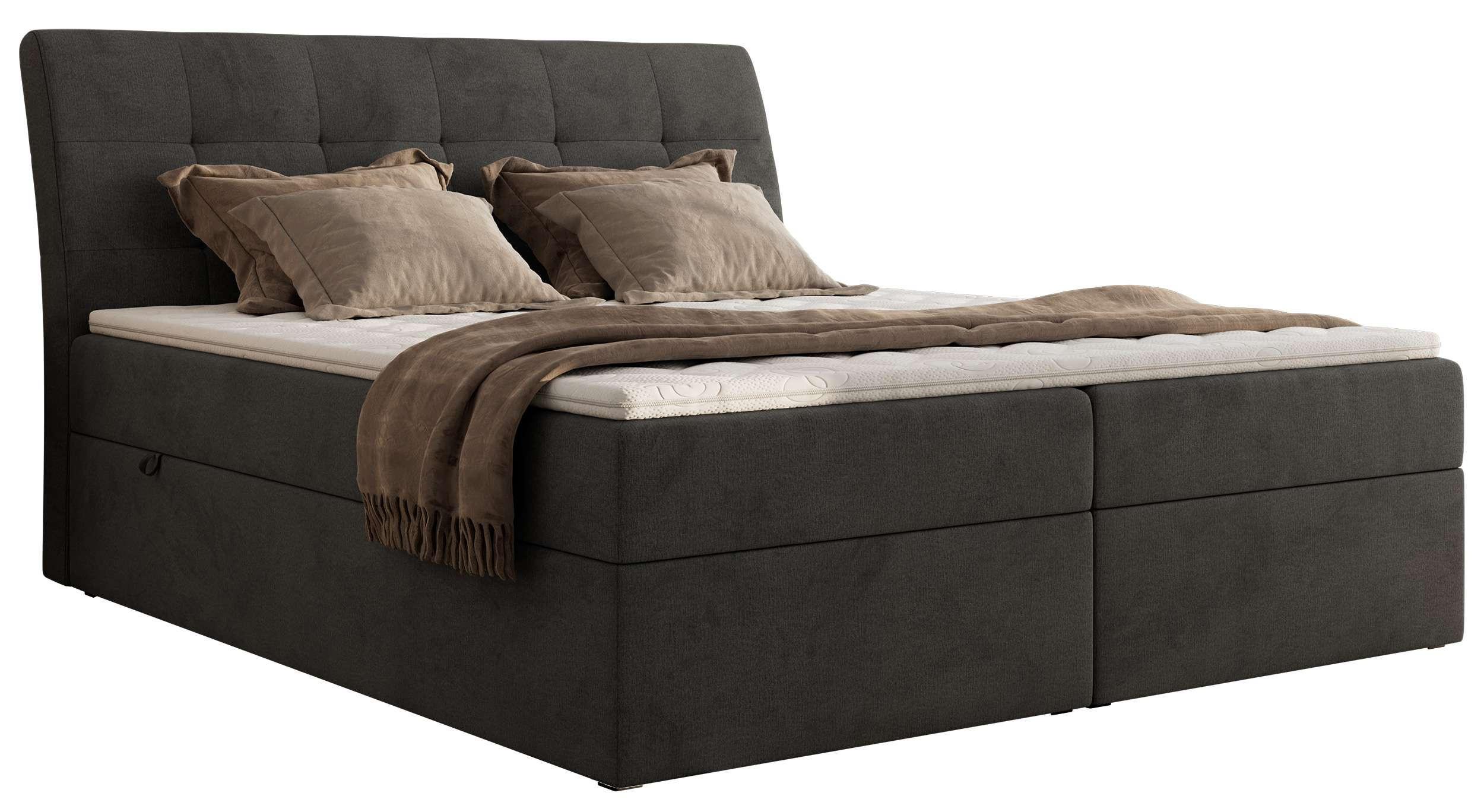 BOXBETT DAGOS 160/200 - Dunkelgrau Velvet - H4 - Topper Visco - Dunkelgrau, Textil (160/200cm) - MKS