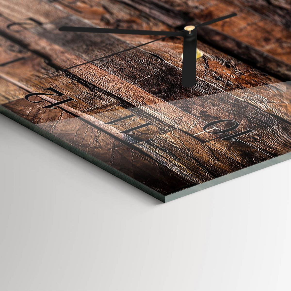WANDUHR aus Glas 60x30 cm - Holz - Braun, Glas (60/30/0.4cm) - TULUP
