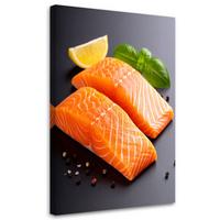 LEINWANDBILD Lachs Fisch 60x90cm - Orange, Textil (60/90cm) - Feeby