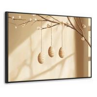 LEINWAND Bilder mit Rahmen - Beige - Osterkuchen - Eier - 150x100 - Beige, Textil (150/100cm) - MuchoWow