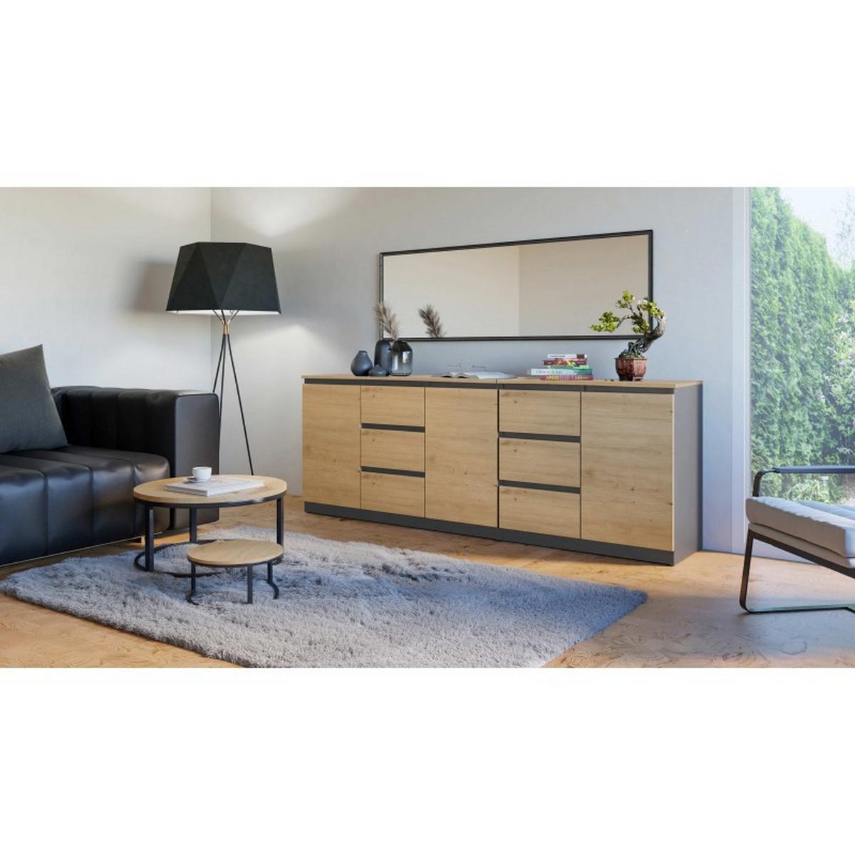 KOMMODE Anthrazit, Artisan 200/75/40 - Anthrazit, Holzwerkstoff (200/75/40cm) - RAUMHIRSCH FURNITURE