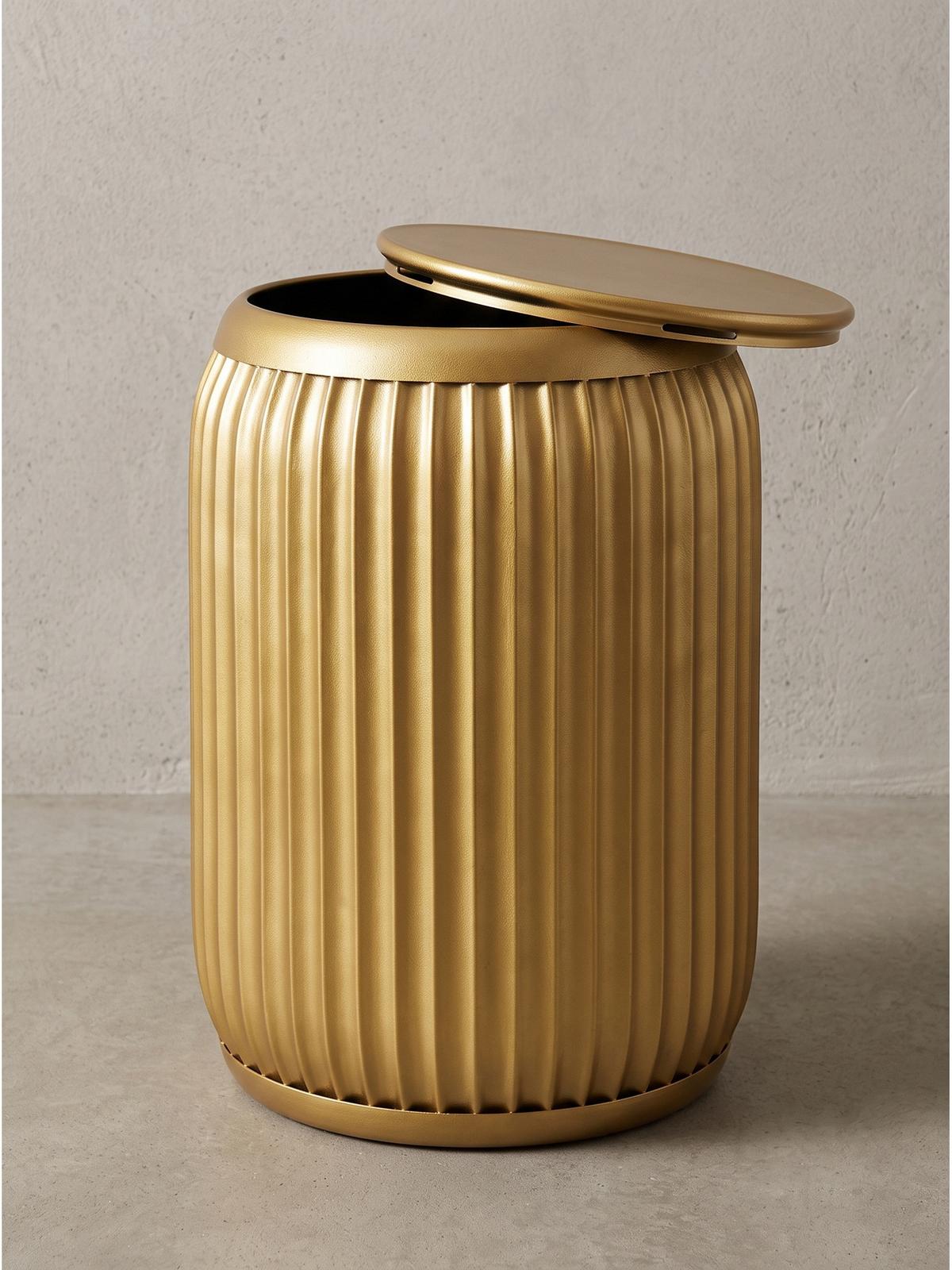 BEISTELLTISCH LAITA, Eisen, mit Stauraum, Gold, Ø 35 x 50 cm - Goldfarben, Metall (35/35/50cm) - KADIMA DESIGN