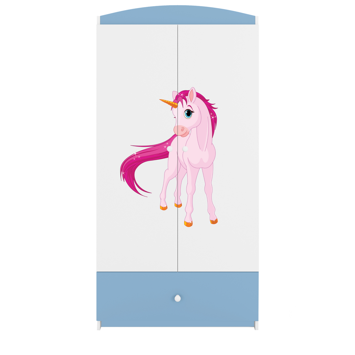 KINDERKLEIDERSCHRANK Einhorn - Blau, Holzwerkstoff (90/175/52cm) - RAUMHIRSCH FURNITURE