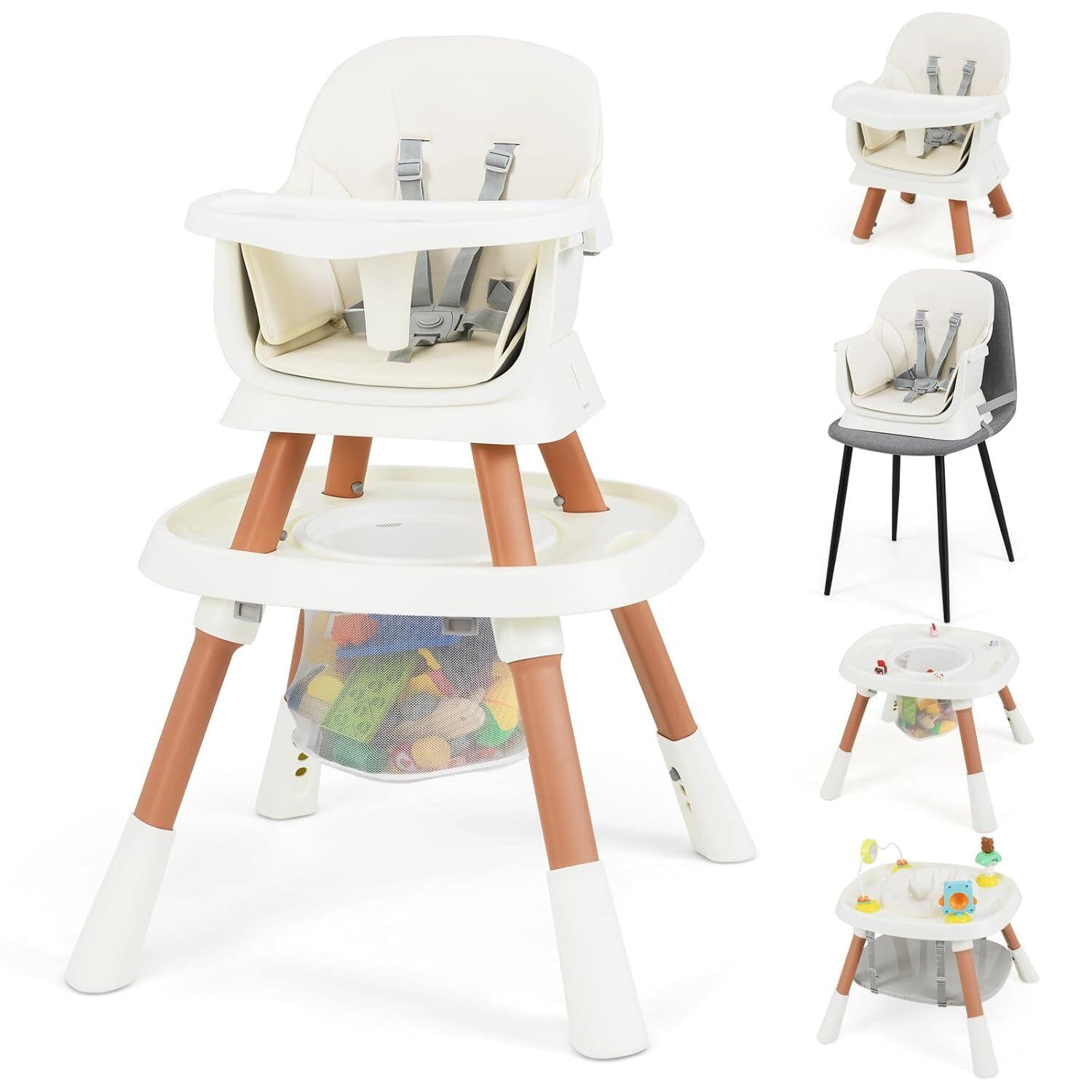 BABYHOCHSTUHL mit abnehmbarem Tablett weiß - Weiß, Kunststoff (60/93/60cm) - COSTWAY