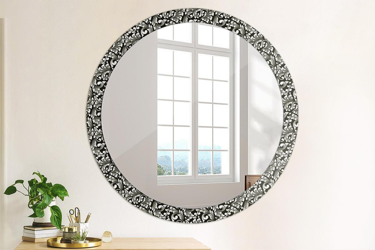 SPIEGEL Rund Ø 100 cm mit Aufdruck - Schwarz/Weiß, Glas (100/100/0.4cm) - Wallfluent