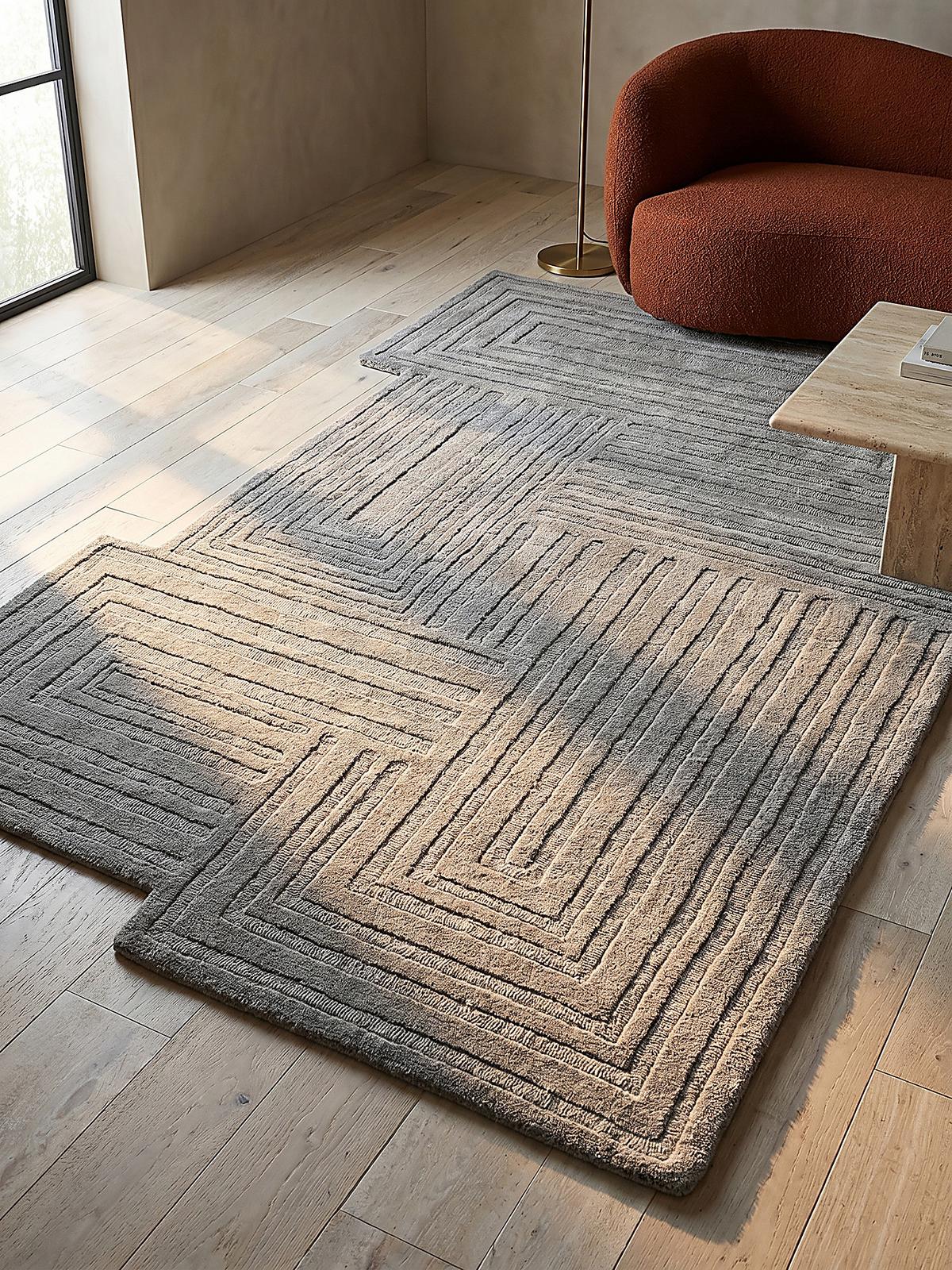 WOLLTEPPICH LEVEN, geometrisch, Grau, 200 x 290 cm - Grau, Textil (290/200cm) - KADIMA DESIGN