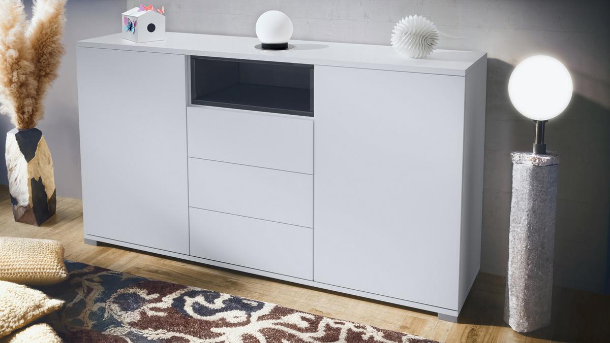 SIDEBOARD Skadu Schwarz Hochglanz - Schwarz Hochglanz, Holzwerkstoff (138.5/75.5/35cm) - Vladon