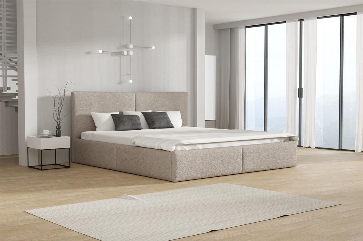 POLSTERBETT Bergen Freya Komplett - Taupe, Holzwerkstoff/Textil (140/200cm) - Fun Möbel