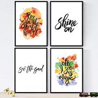 POSTER Set mit 4 Nachrichten glücklich und bunt ‚Twinkle‘ A4 Rahmenlos - Klar, Papier (29.7/3cm) - Nacnic