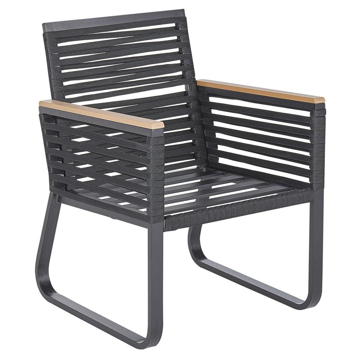 GARTENSTUHL 2er-Set Aluminium schwarz Canetto - Schwarz, Metall (60/83/65cm) - Beliani