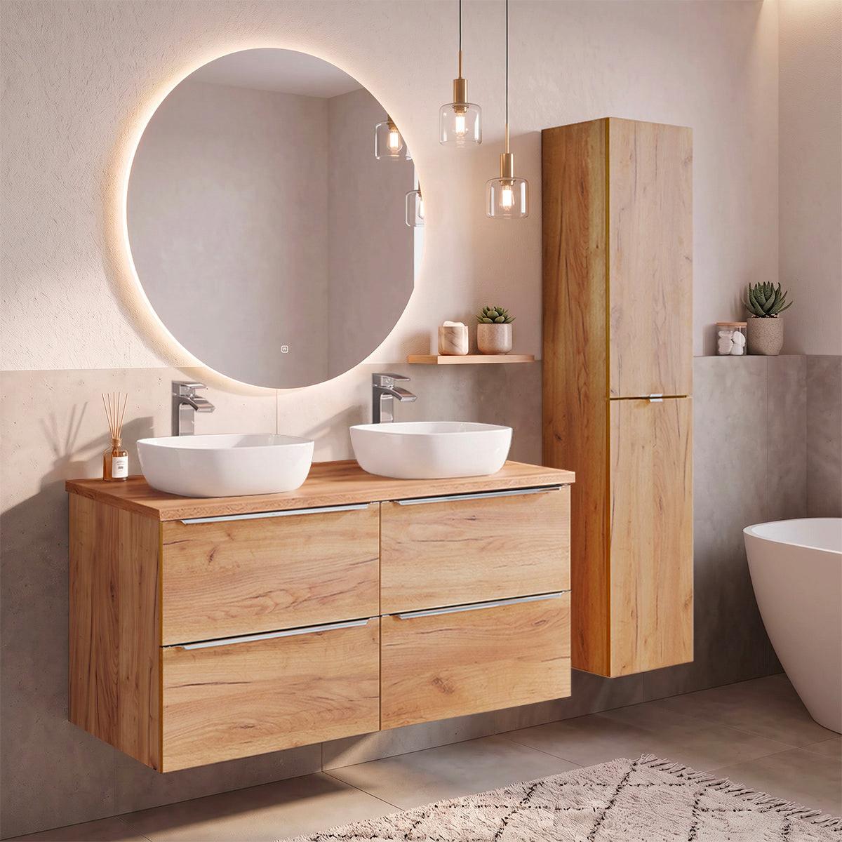 BADMÖBEL 120.4cm April 2er-Set Holz - Braun, Holzwerkstoff (120.4/59/46cm) - Petits-meubles