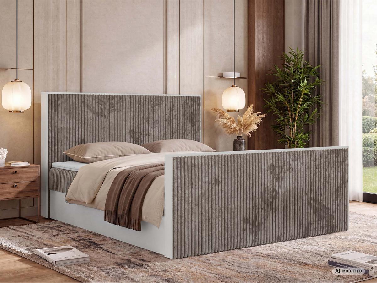 BOXBETT TRAVIT DUO 200/200 - Hellbraun Cord - Topper Visco - H3 - Hellbraun/Schwarz, Kunststoff/Textil (200/200cm) - MKS