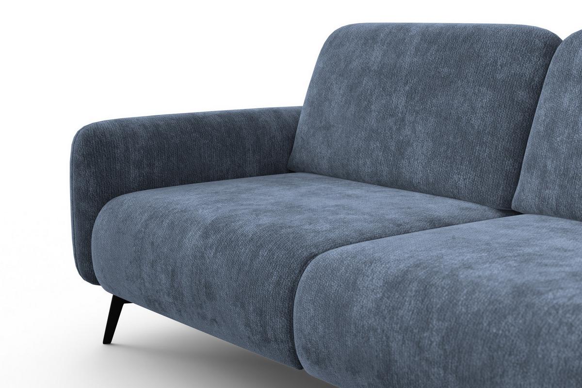 SOFA FEBE 3-Sitzer, marineblauer Chenille-Stoff - Blau/Schwarz, Holz/Textil (190/82/96cm) - Wozimo
