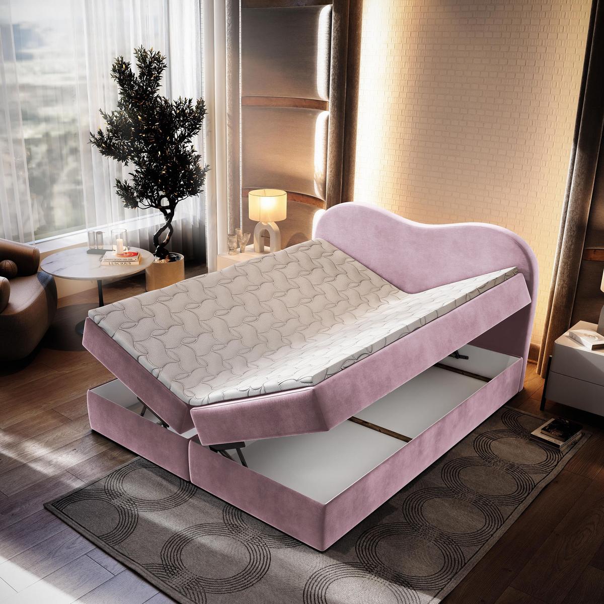 BOXBETT FLUVIA M 140x200 cm mit Matratze und Topper - Lila - Lila, Holz (140/200cm) - MASSENO
