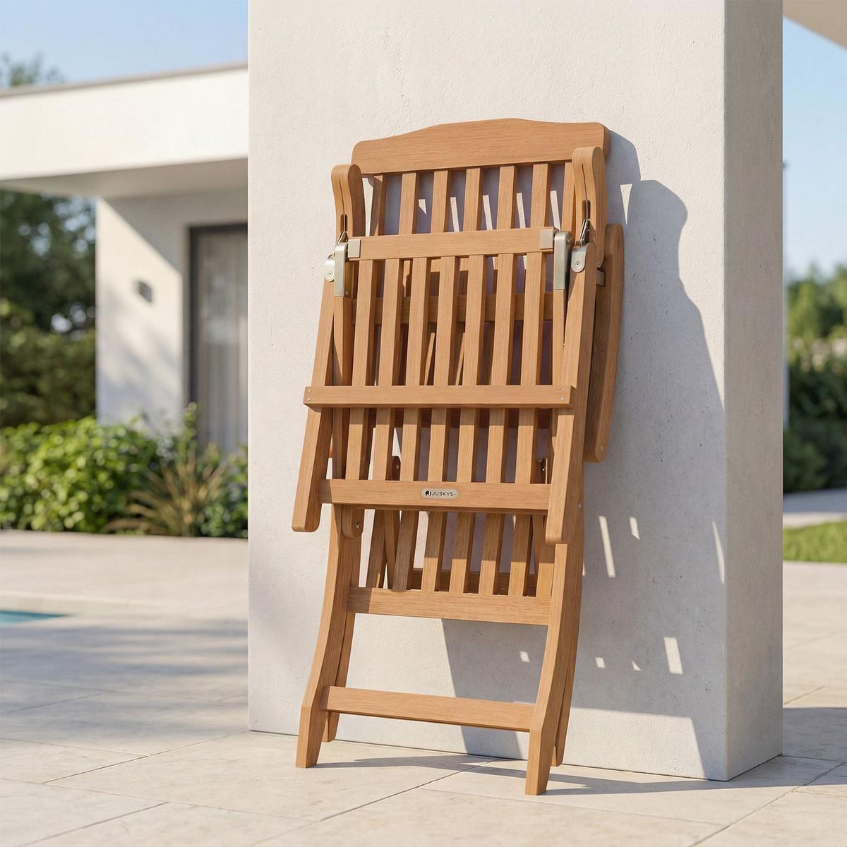 SONNENLIEGE Evia natur 196x54x95cm - Naturfarben, Holz (54/95/196cm) - Juskys
