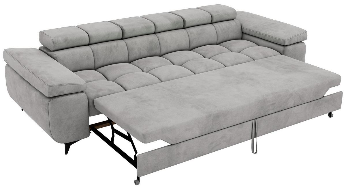 3-SITZER SOFA NIDELLO - Hellgrau Velvet - Hellgrau/Schwarz, Textil/Metall (260/70/97cm) - MKS