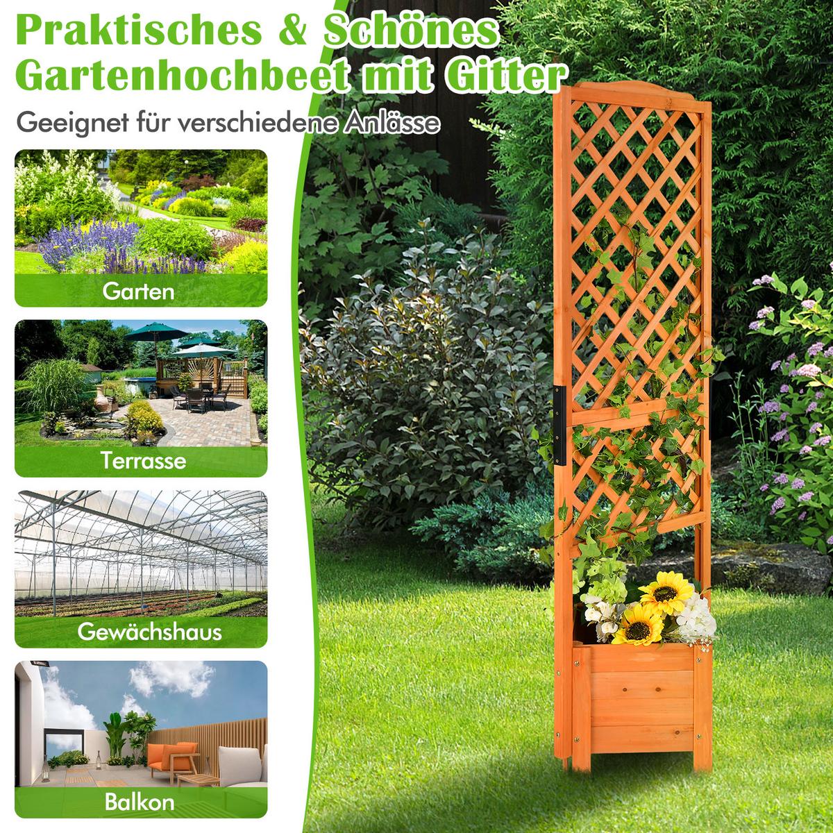 BLUMENKASTEN mit Rankgitter Orange - Orange, Holz (55/180/52cm) - COSTWAY