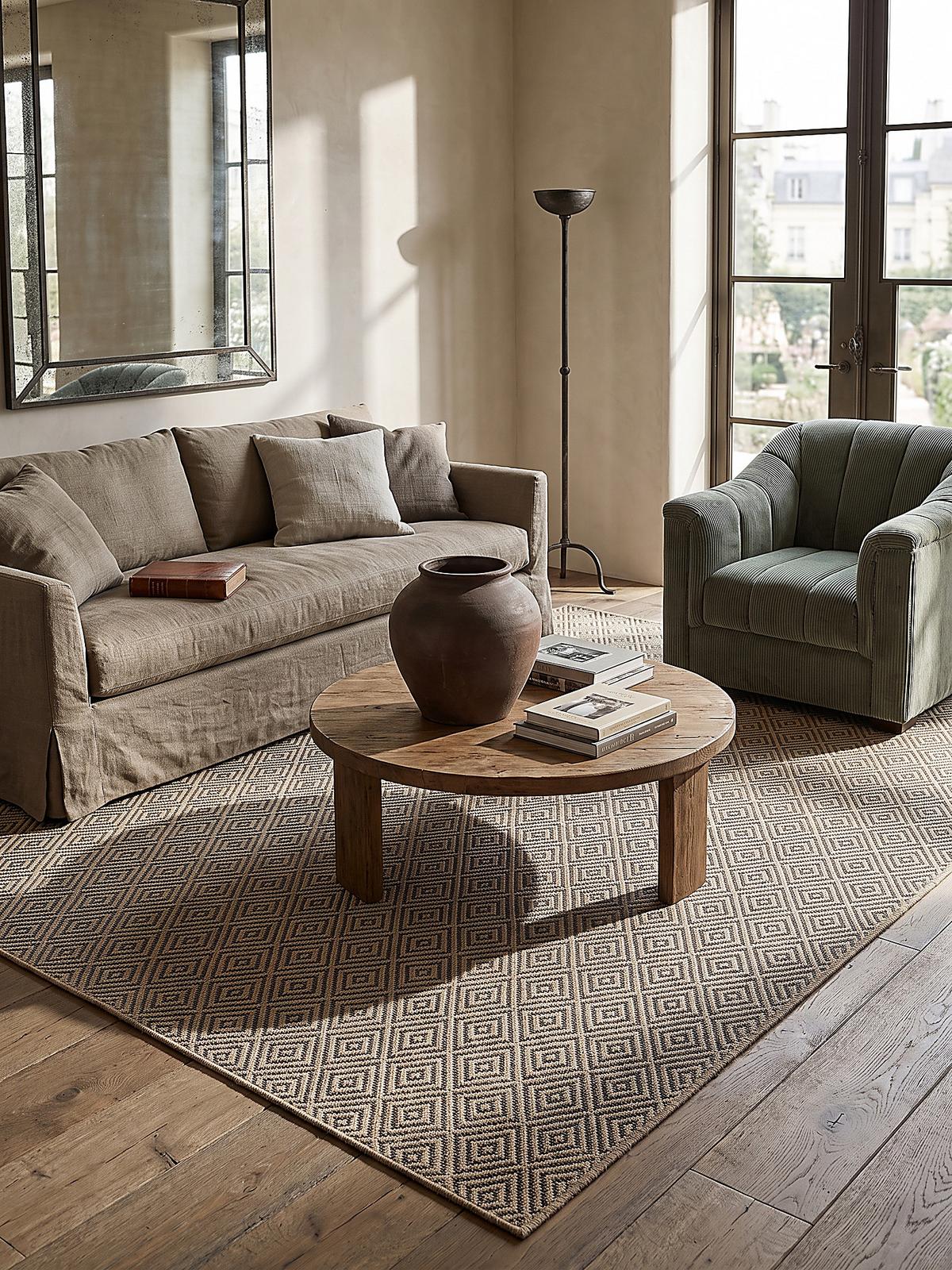 FLACHWEBTEPPICH Karo CORDEV Polypropylen Natur 120 x 170 cm - Beige, Textil (120/170cm) - KADIMA DESIGN