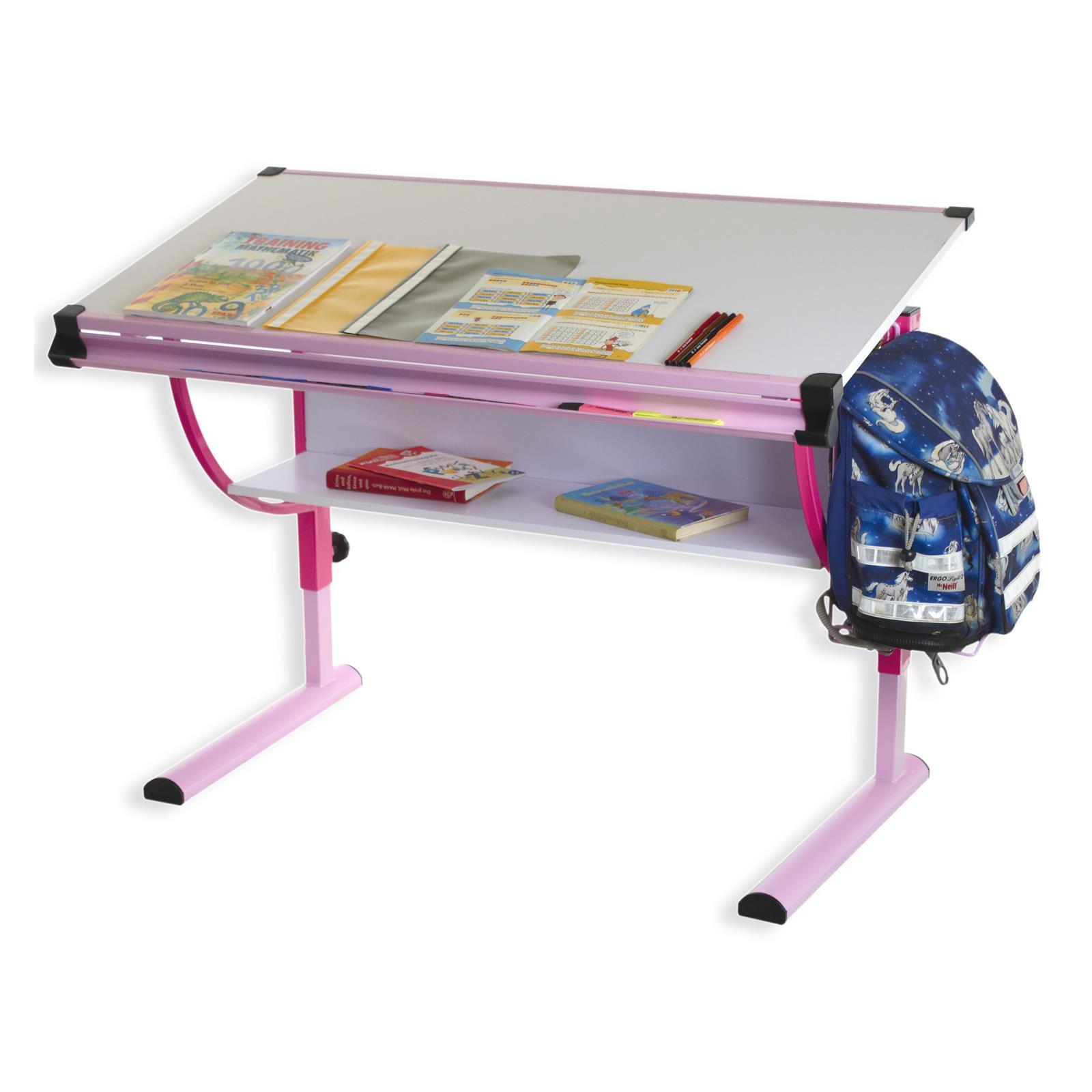 KINDERSCHREIBTISCH CARINA - Weiß/Rosa, Holzwerkstoff/Metall (114/90/60cm) - IDIMEX