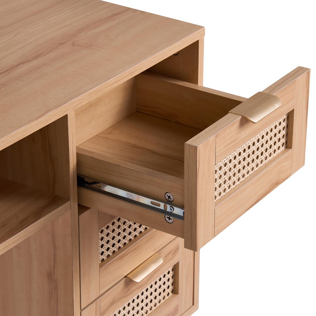 SCHREIBTISCH 140/60 cm Hellbraun Raffra - Hellbraun/Braun, Holzwerkstoff/Metall (60/140/75cm) - Beliani