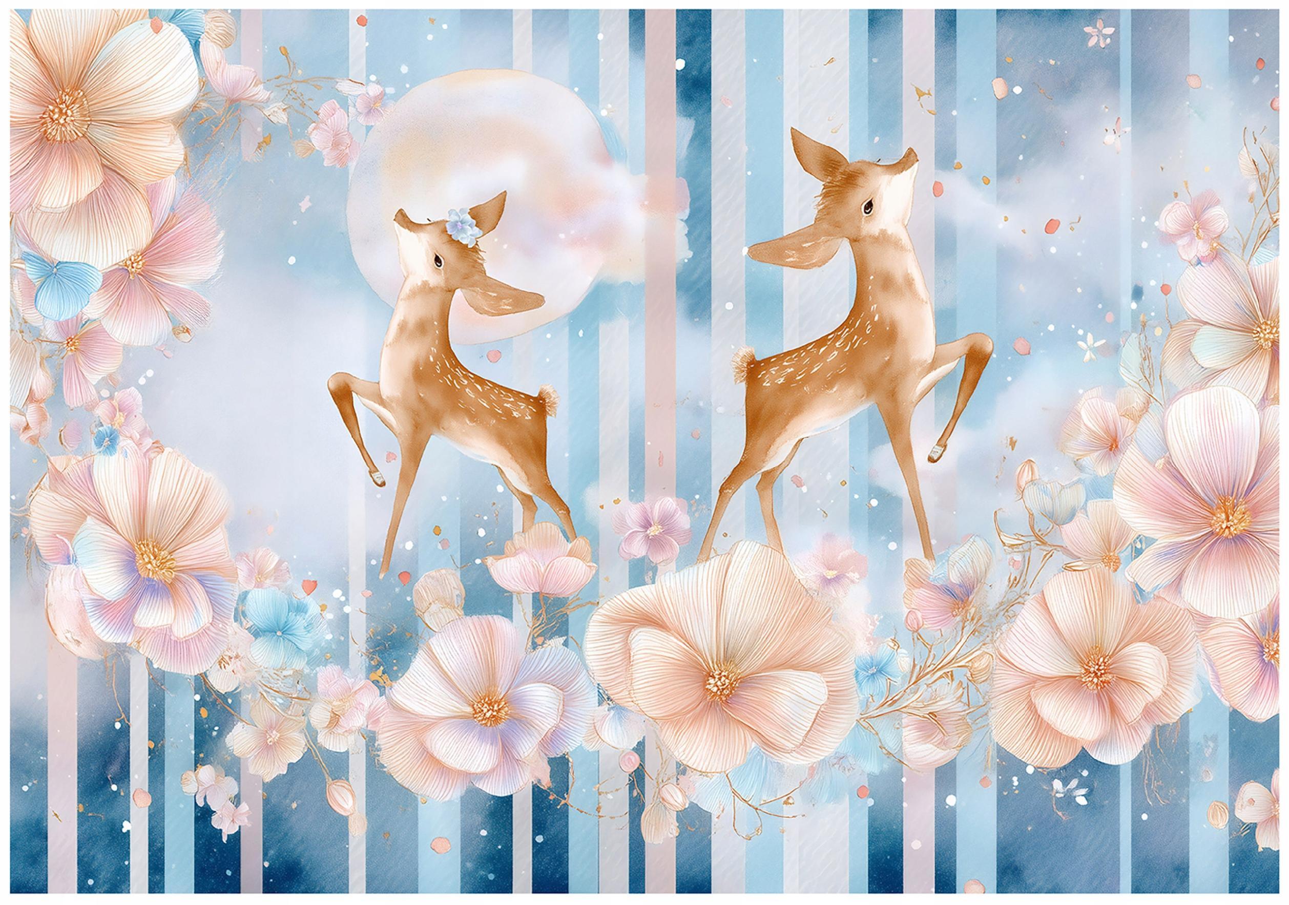 FOTOTAPETE Mädchen Kinderzimmer Blumen Tiere 200x140 - Multicolor, Papier (200/140cm) - Wallarena