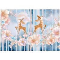 FOTOTAPETE Mädchen Kinderzimmer Blumen Tiere 150x105 - Multicolor, Papier (150/105cm) - Wallarena